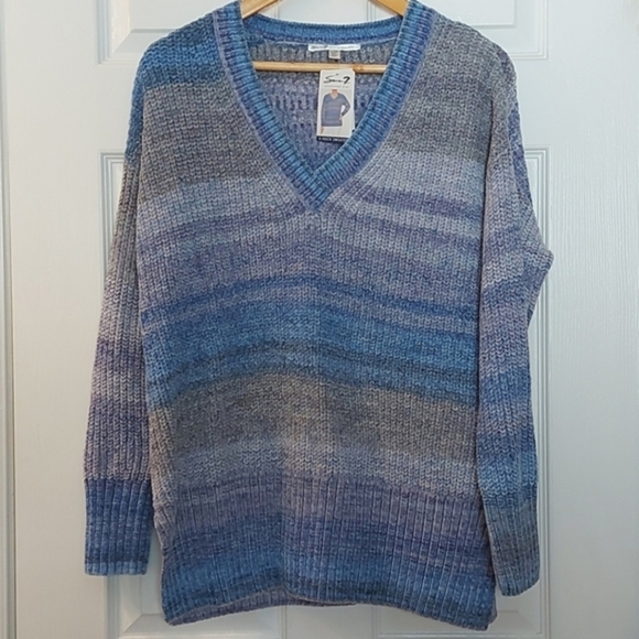 Seven7 Oversized Chenille V Neck‎ Sweater - Picture 1 of 7